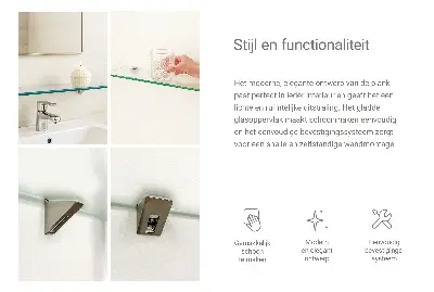 Glazen legplank voor de badkamer, halfdoorzichtig
