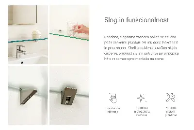 Glazen legplank voor de badkamer, halfdoorzichtig