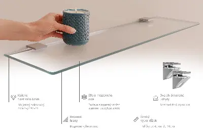 Glazen legplank voor de badkamer, halfdoorzichtig
