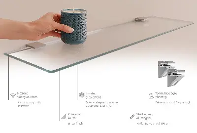 Glazen legplank voor de badkamer, halfdoorzichtig