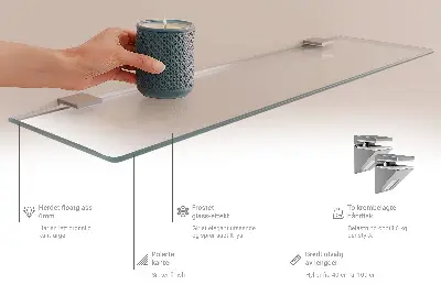 Glazen legplank voor de badkamer, halfdoorzichtig