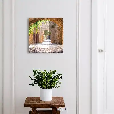 Stenen straat met architectuur en groen
