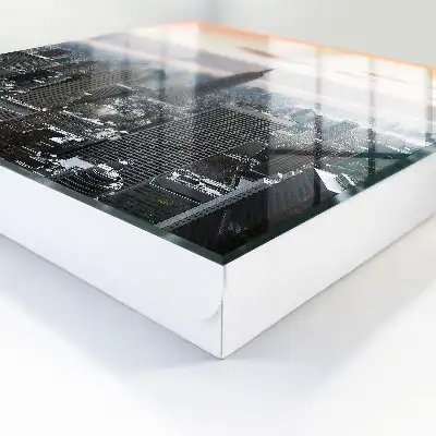 Stadspanorama in de kleuren van de hemel