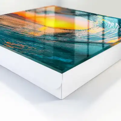 Wanddecoratie van een golf bij zonsondergang