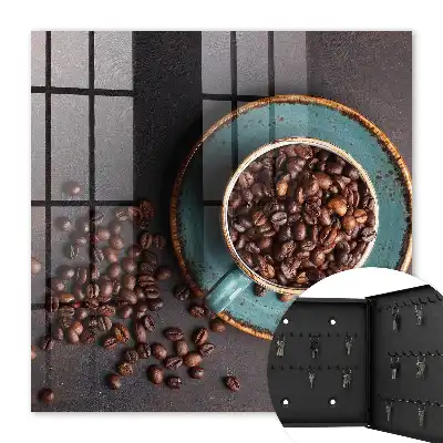 Koffiebonen op een turquoise bord