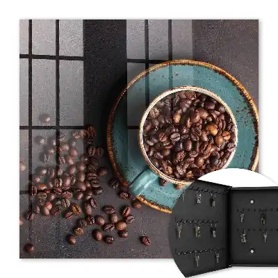 Koffiebonen op een turquoise bord