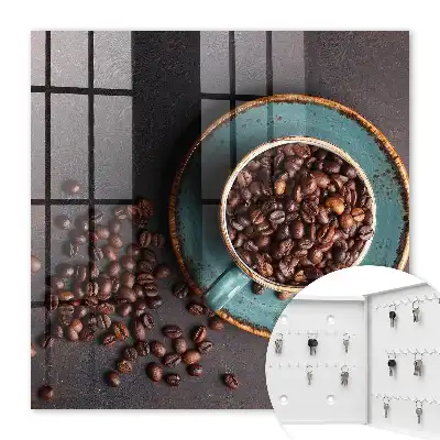 Koffiebonen op een turquoise bord