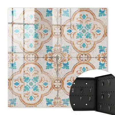 Tegelpatroon in turquoise en oranje