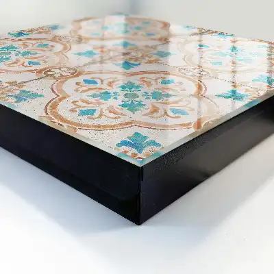 Tegelpatroon in turquoise en oranje