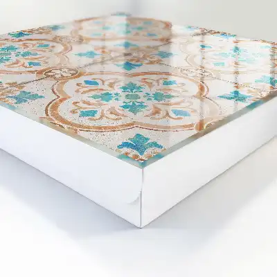 Tegelpatroon in turquoise en oranje