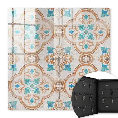 Tegelpatroon in turquoise en oranje