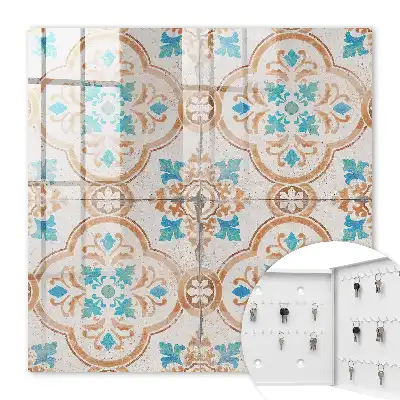 Tegelpatroon in turquoise en oranje