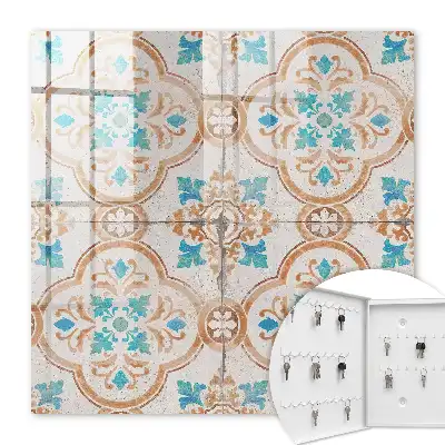 Tegelpatroon in turquoise en oranje
