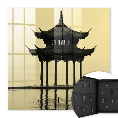 Paviljoen in het water in rustige tinten