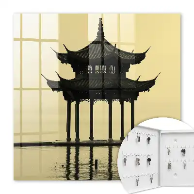 Paviljoen in het water in rustige tinten