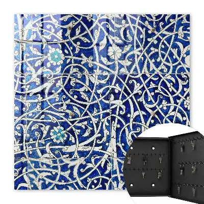 Behang met blauw arabeskpatroon