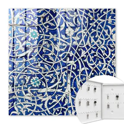 Behang met blauw arabeskpatroon