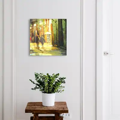 Nachtelijke stad met groene tinten