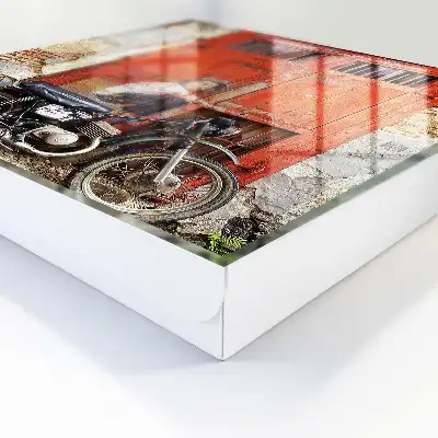 Schilderij van straatkunst met een motorfiets