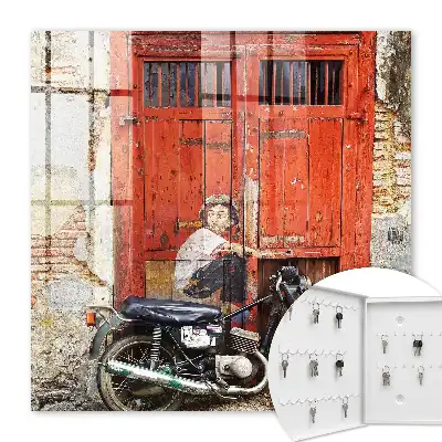 Schilderij van straatkunst met een motorfiets