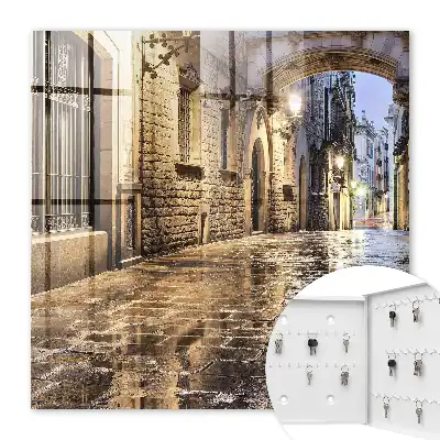 Een nachtelijke straat vol licht