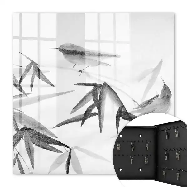 Natuurlijke wanddecoratie met bamboe en vogels