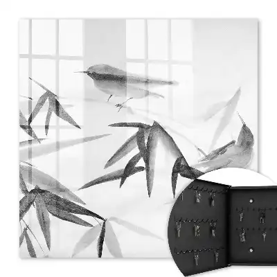 Natuurlijke wanddecoratie met bamboe en vogels