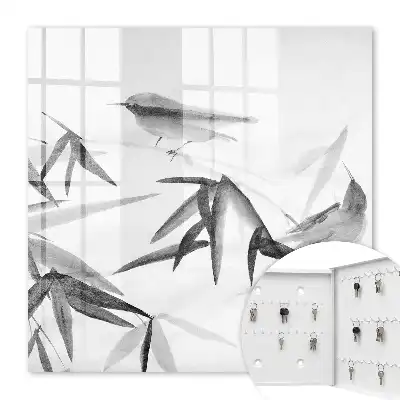 Natuurlijke wanddecoratie met bamboe en vogels