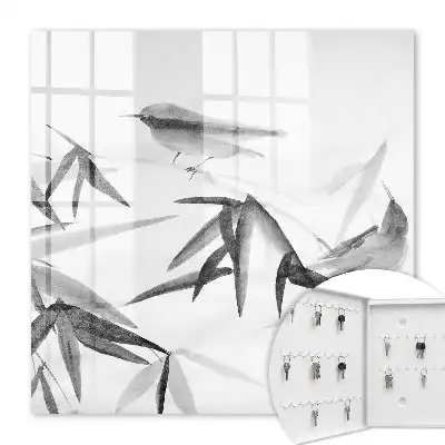 Natuurlijke wanddecoratie met bamboe en vogels