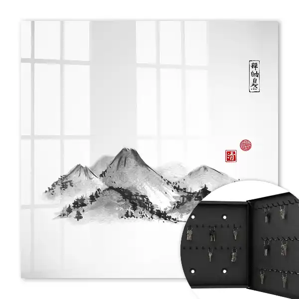 Japanse bergen met rode accenten