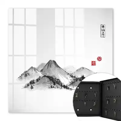 Japanse bergen met rode accenten
