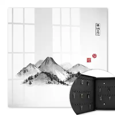 Japanse bergen met rode accenten