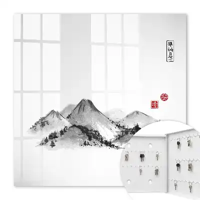 Japanse bergen met rode accenten