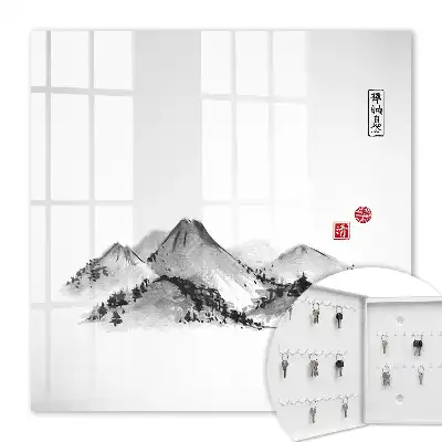 Japanse bergen met rode accenten