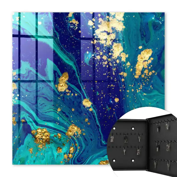Kleurrijke abstractie in turquoise en marineblauw