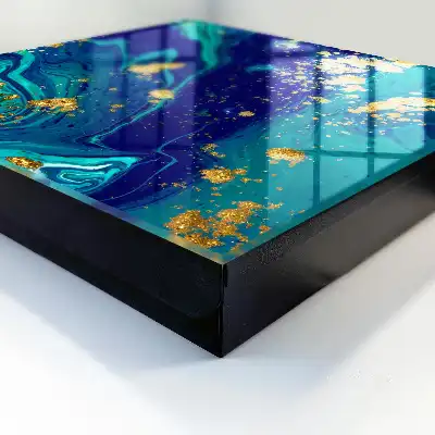 Kleurrijke abstractie in turquoise en marineblauw