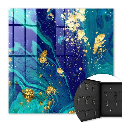 Kleurrijke abstractie in turquoise en marineblauw