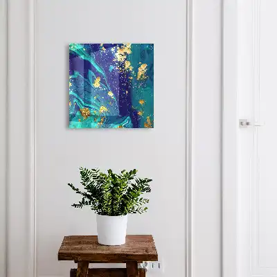 Kleurrijke abstractie in turquoise en marineblauw