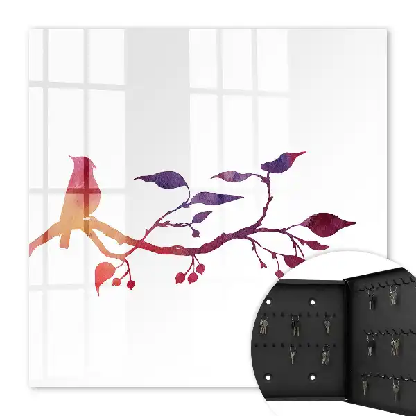 Decoratietak met vogel in rood en paars