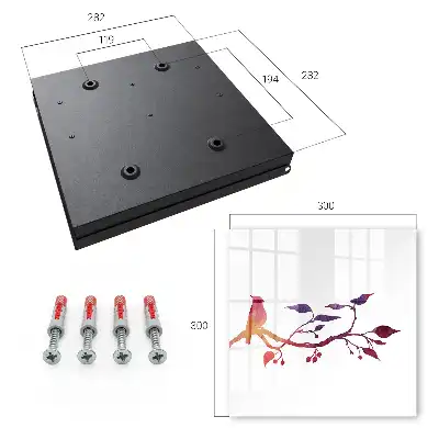 Decoratietak met vogel in rood en paars