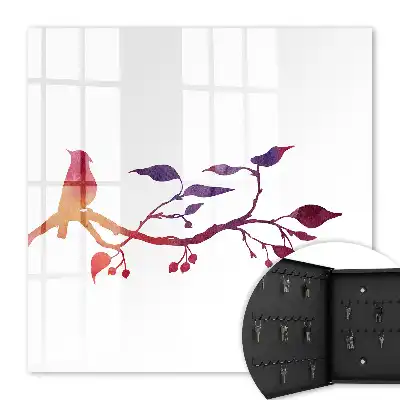 Decoratietak met vogel in rood en paars
