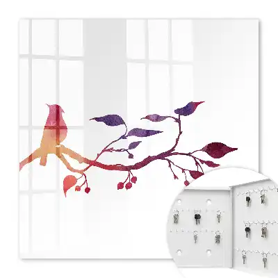 Decoratietak met vogel in rood en paars