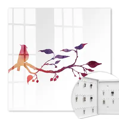 Decoratietak met vogel in rood en paars