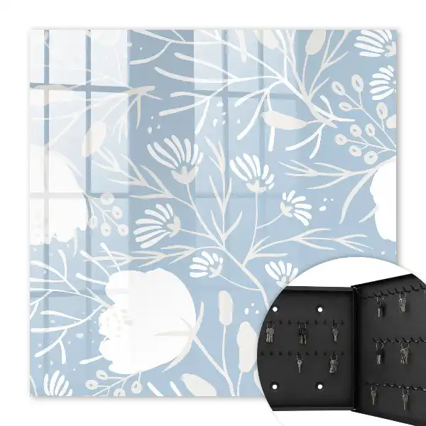 Plantmotieven op een blauwe achtergrond