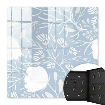 Plantmotieven op een blauwe achtergrond