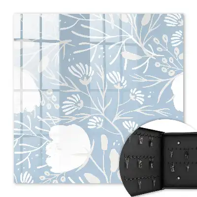 Plantmotieven op een blauwe achtergrond