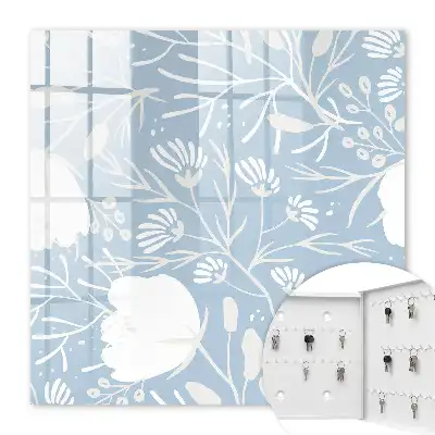 Plantmotieven op een blauwe achtergrond