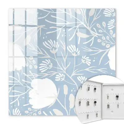 Plantmotieven op een blauwe achtergrond