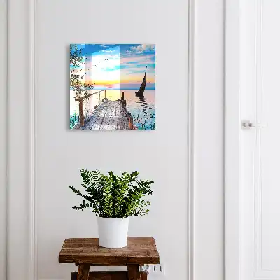 Rustig meerlandschap met zeilboot