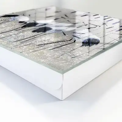 Kraanvogels en riet in een pastelkleurig landschap